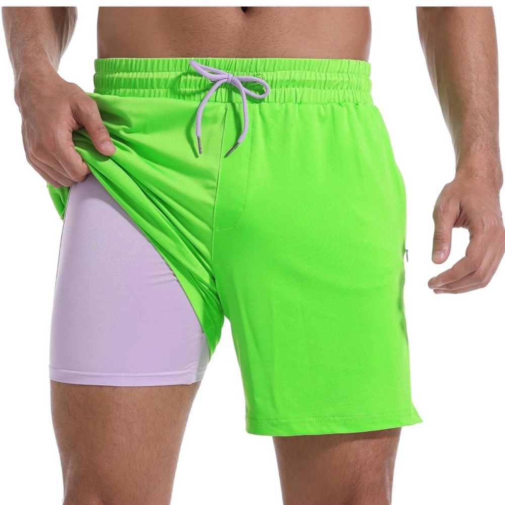 Men's Neon Green Swim Shorts